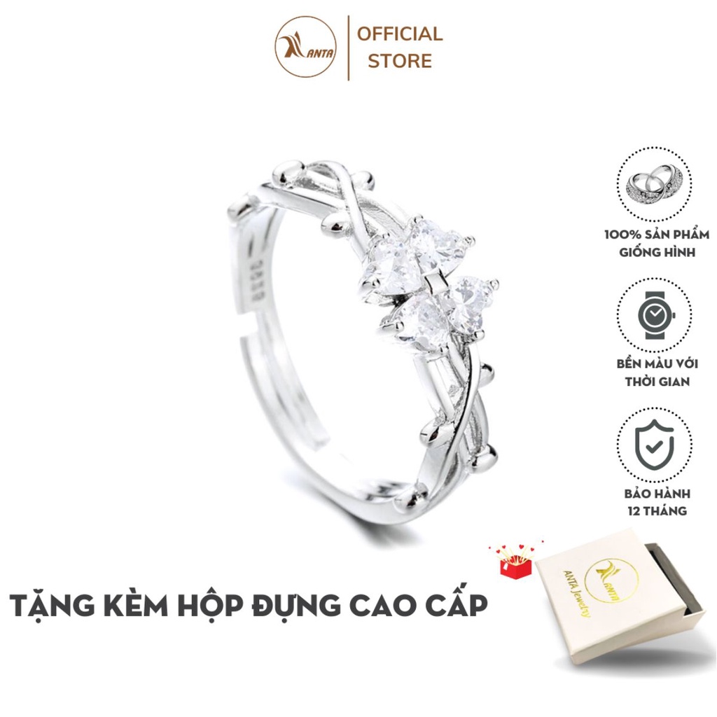 Nhẫn nữ mặt Hình Cỏ Bốn Lá Đính Đá Xinh Xắn Cho Nữ ANTA Jewelry ATJ3016