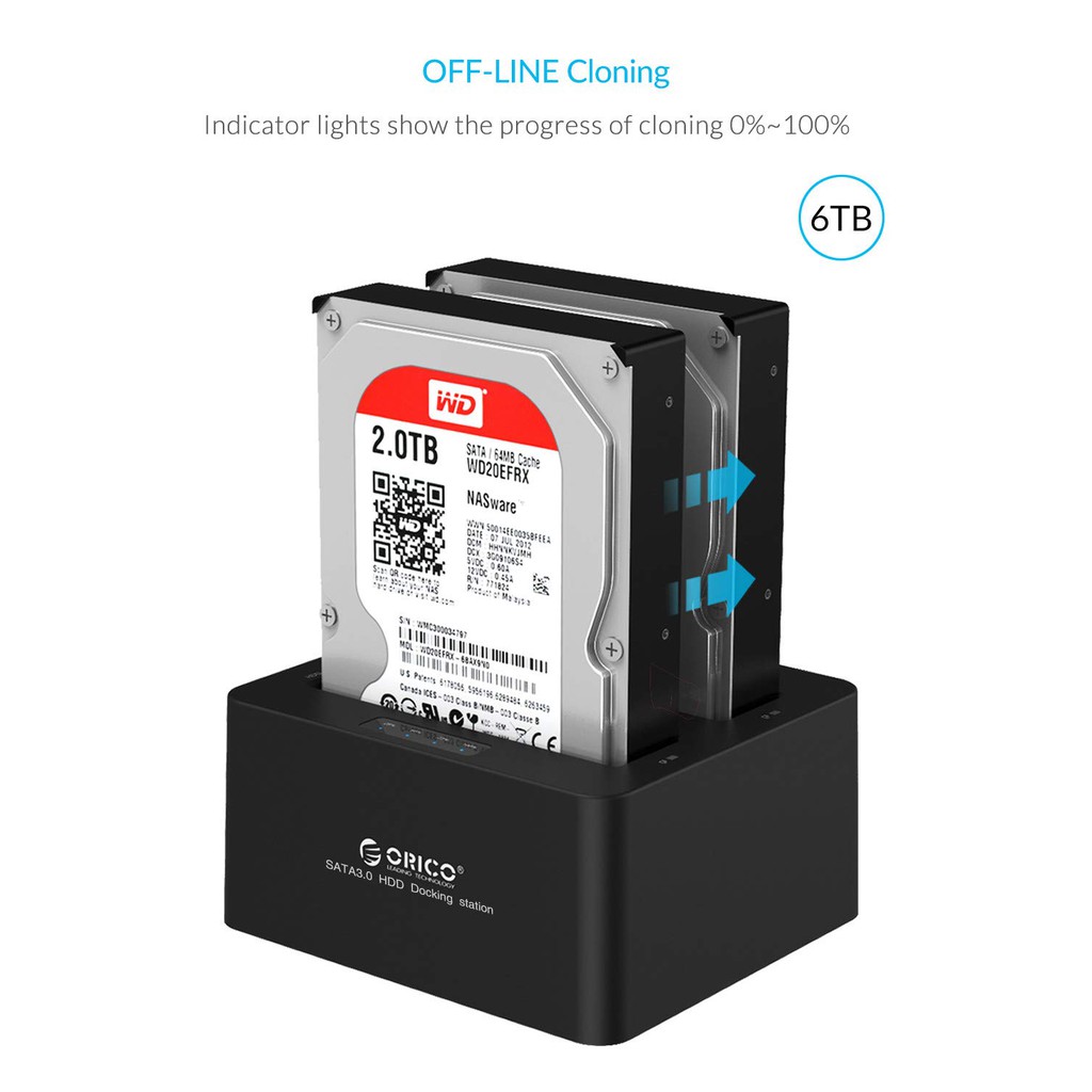 Thiết Bị Chuyển Đổi Orico Sata Hdd 2 Bay 2.5 3.5 Inch Usb3.0 Sang Sata Hdd Kèm Phụ Kiện Chất Lượng Cao(6629US3)