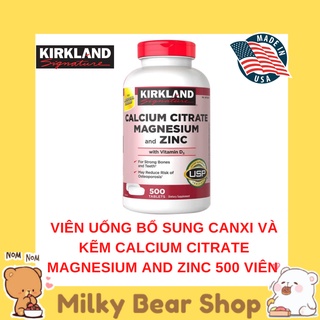 Viên uống canxi và kẽm kirkland calcium citrate magnesium and zinc 500 viên