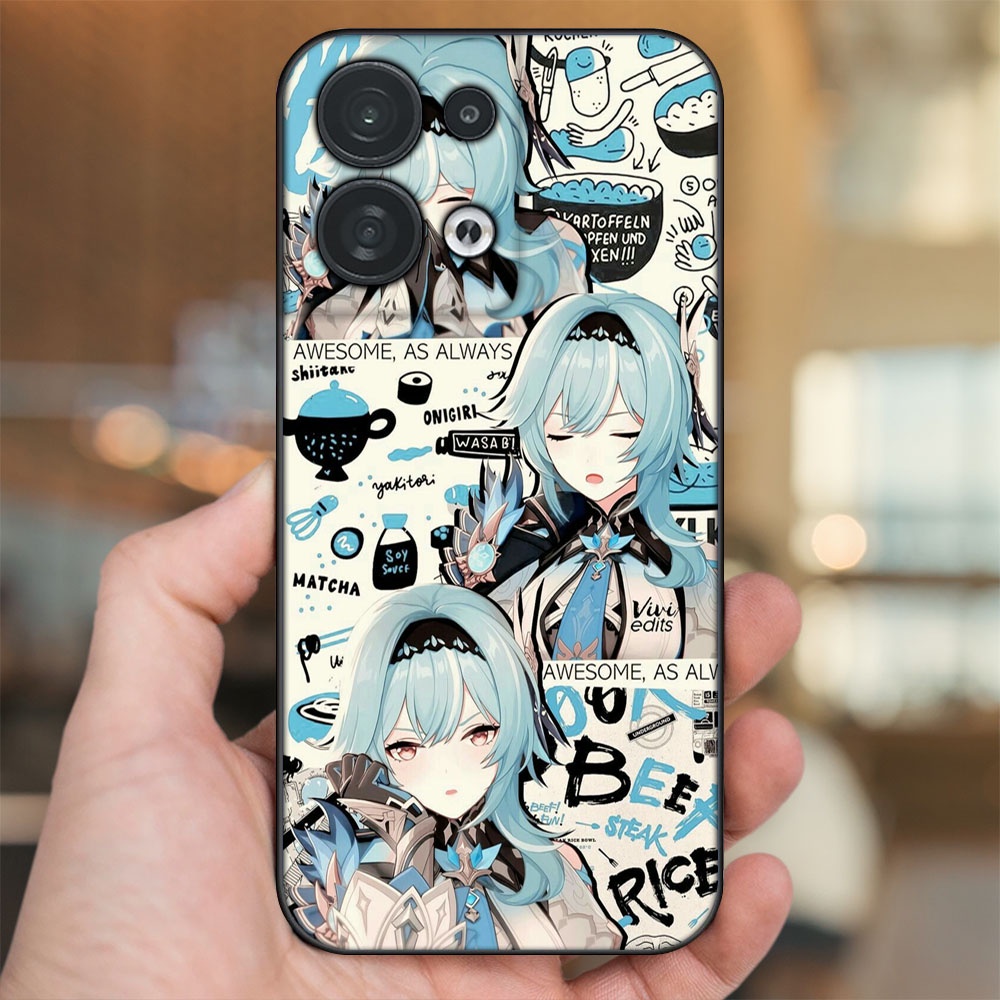 Ốp lưng Oppo Reno 8 5G viền đen in hình Eula Genshin Impact