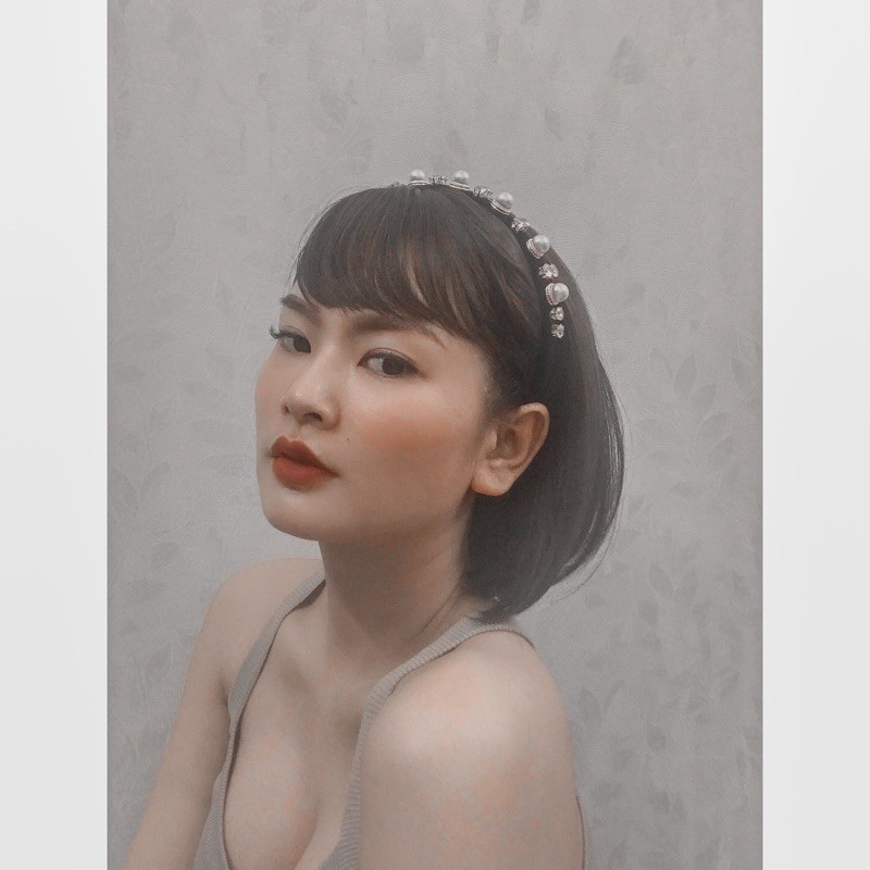 ( Hàng Mới Về ) Bờm tóc nhung đính ngọc và đá nữ tính