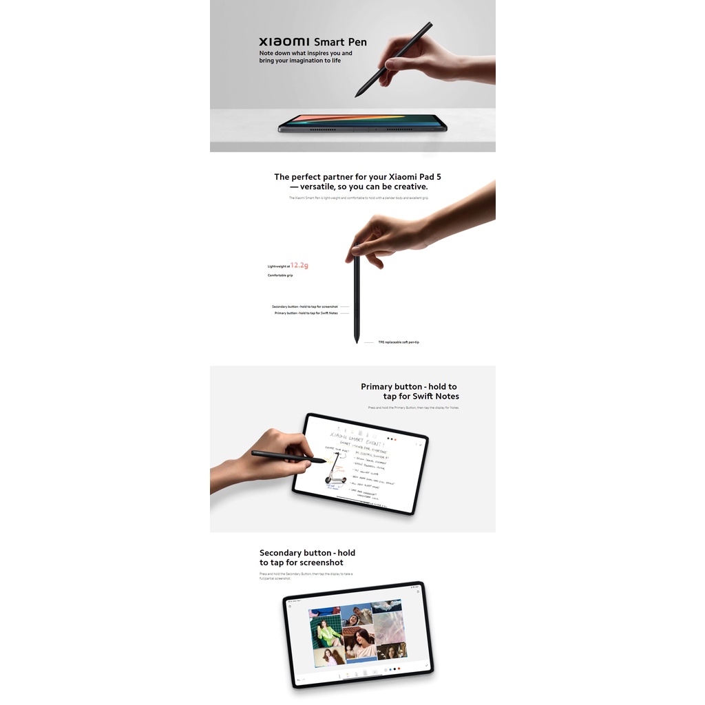 Bút cảm ứng máy tính bảng xiaomi pad 5 | Mipad 5 Pro | Smart Pen  | Hàng Nhập Khẩu