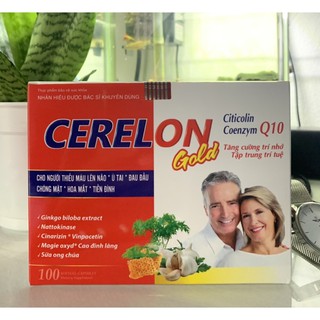 Hoạt Huyết Dưỡng Não CERELON GOLD  Bổ Não Tăng Cường Trí Nhớ Tăng Tuần Hoàn Máu Não Hộp 100 Viên