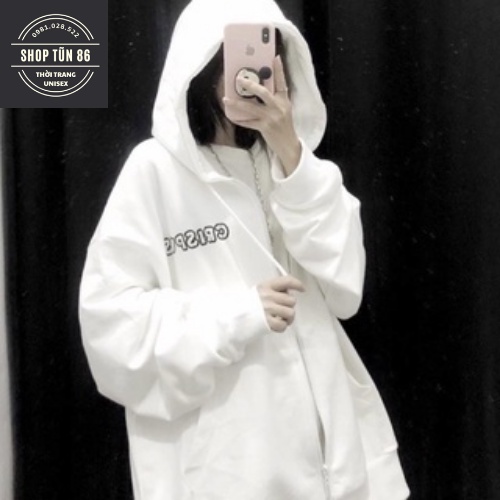 o khoác hoodie unisex dáng rộng dưới 85kg nỉ bông cotton tabistore - Áo khoác hoodie CRISPUS SHOP TŨN