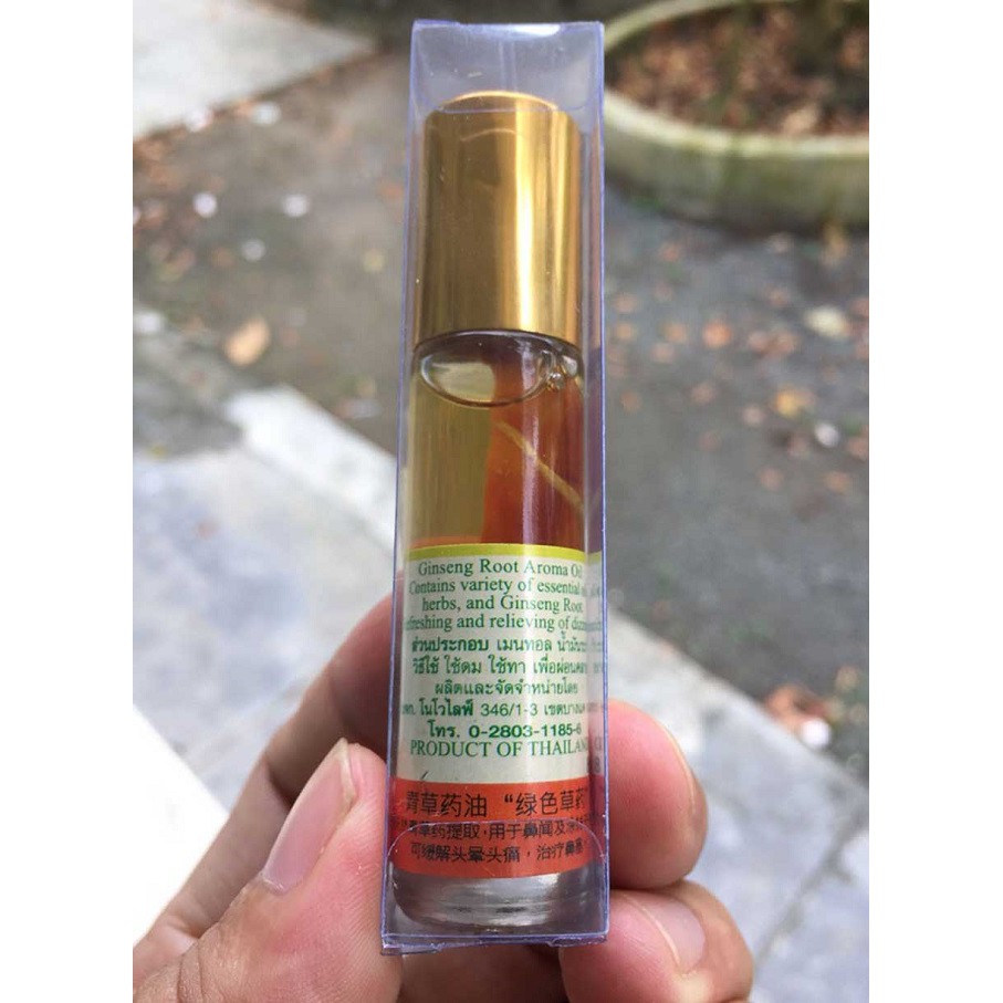 Dầu Bi Lăn ⚡𝗧𝗵𝗮́𝗶𝗹𝗮𝗻𝗱⚡ Dầu Lăn Thảo Dược Nhân Sâm Green Herb Oil 8ml