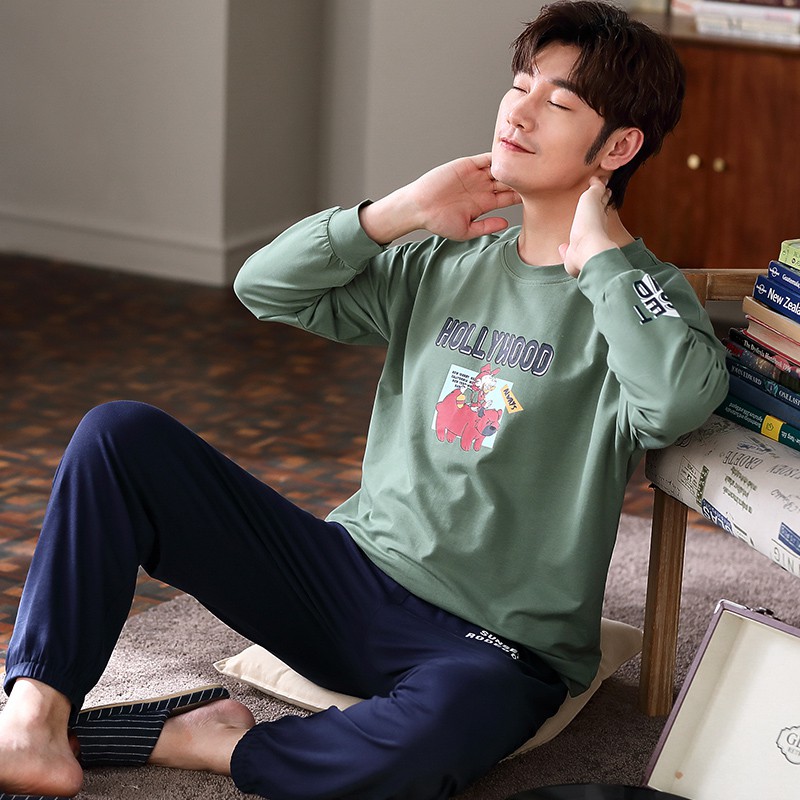 BỘ THU ĐÔNG NAM Chất vải Cotton 100% đồ ngủ nam mặc ở nhà được 4 mùa style Hàn Quốc trẻ trung & thoải mái | BigBuy360 - bigbuy360.vn