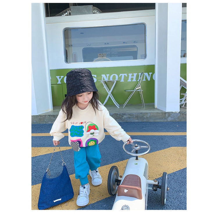 Áo Sweater Tay Dài In Họa Tiết Graffiti Phong Cách Hàn Quốc Nhật Bản Dễ Thương Thời Trang Xuân Thu 2022 Cho Bé Gái