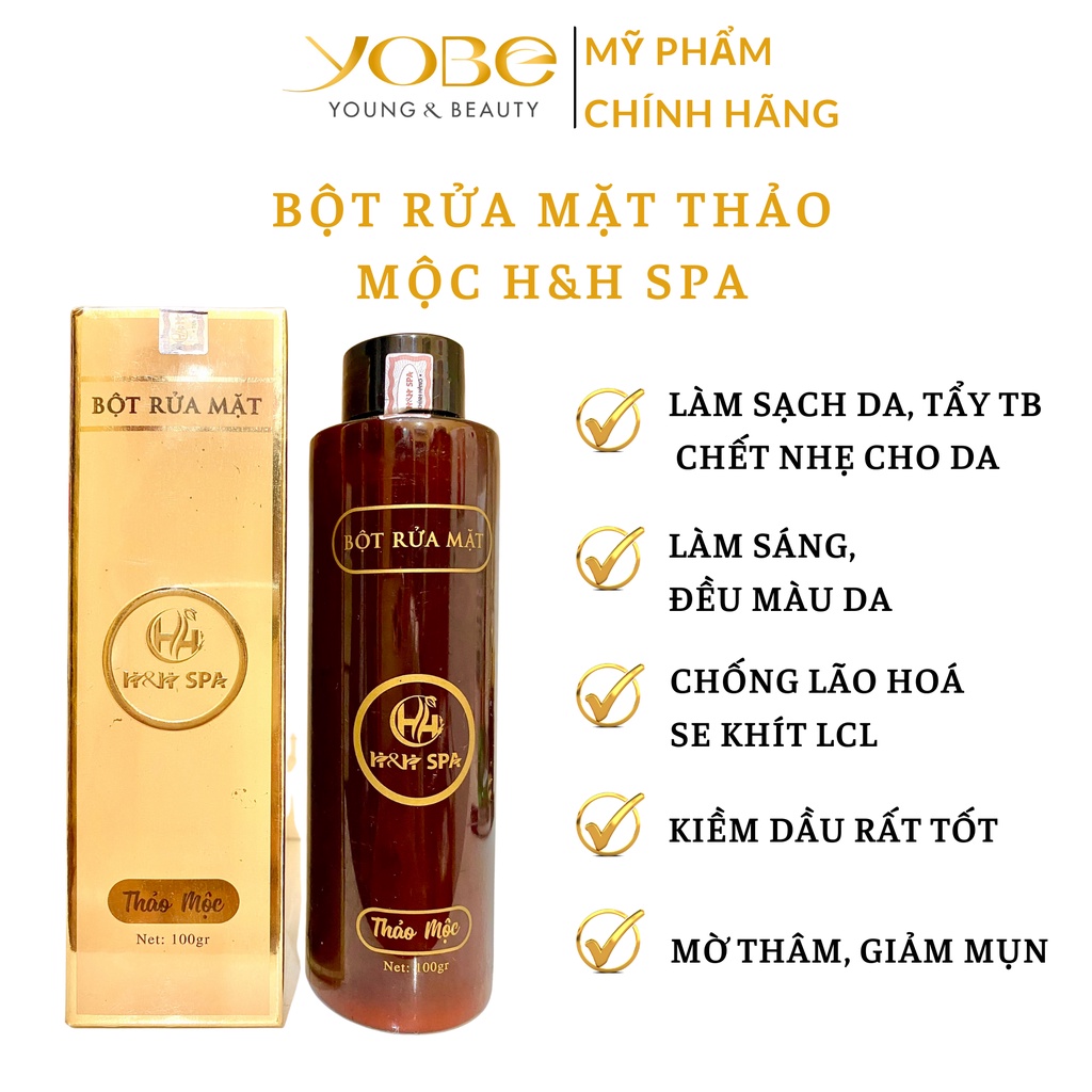 Bột rửa mặt thảo mộc H&H SPA kiềm_dầu, ngừa_mụn, sáng da