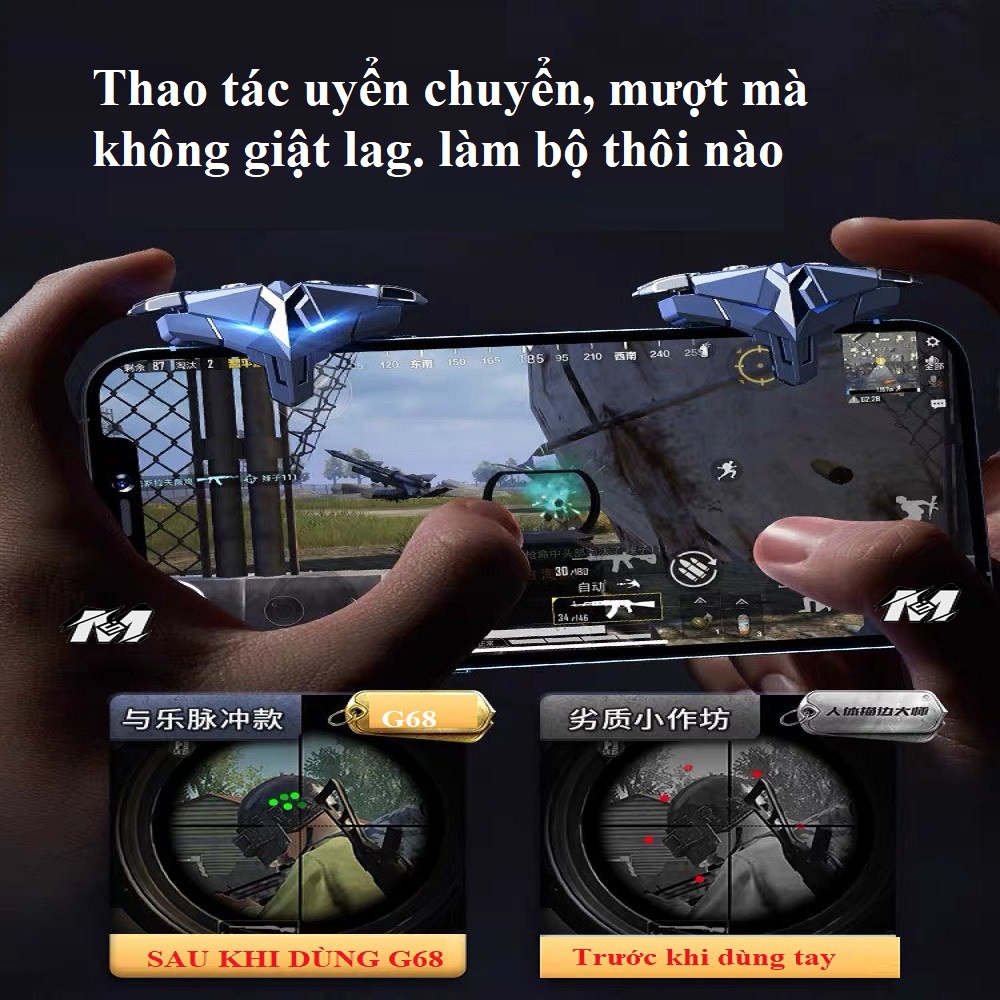 Nút auto tap G68 chơi game bắn siêu nhanh New. Tặng  bao tay cầm chơi game điện thoại gaming. nút auto click