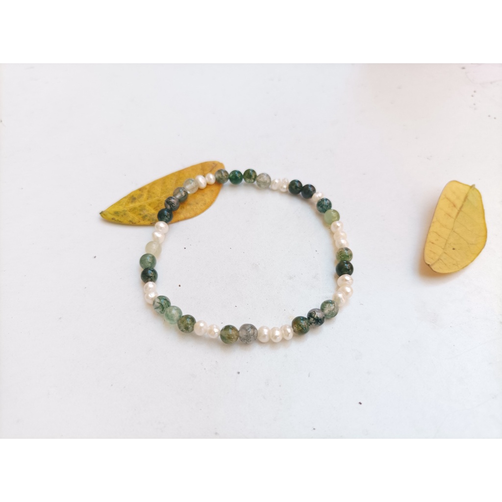 Vòng Tay Chuỗi Mã Não Rêu 4ly - Moss Agate Bracelet