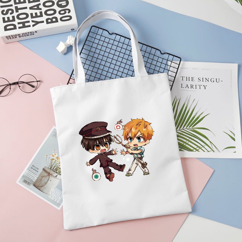 Túi tote vải trắng đeo vai in hình JIBAKU SHOUNEN HANAKO-KUN Ác quỷ trong nhà xí anime thời trang