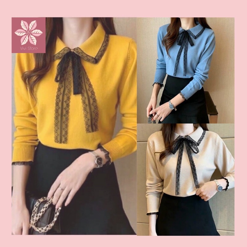 Áo len cổ sơ mi (Freesize)