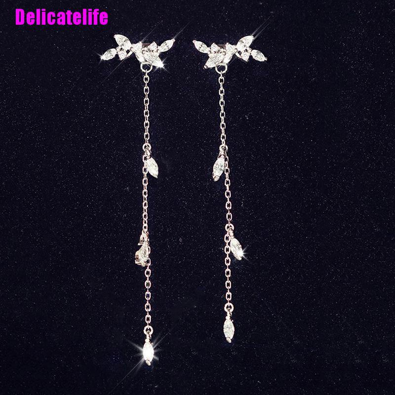 Bông tai dáng dài hình chiếc lá thời trang phong cách Hàn Quốc cho nữ