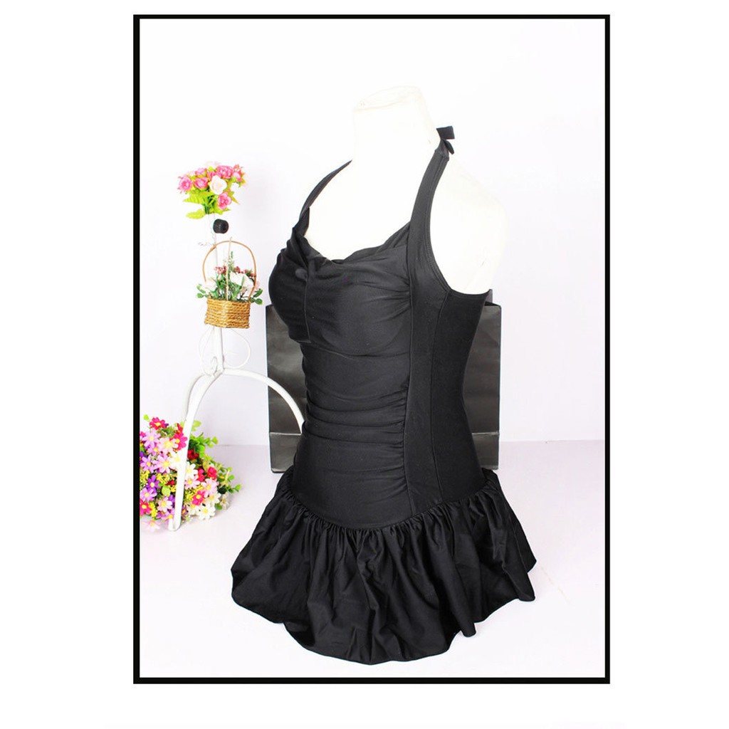 Bikini liền một mảnh vây cá đẹp mặc đi biển đi bơi Đen và đỏ tặng kèm mút lót ngực tiện lợi LM039