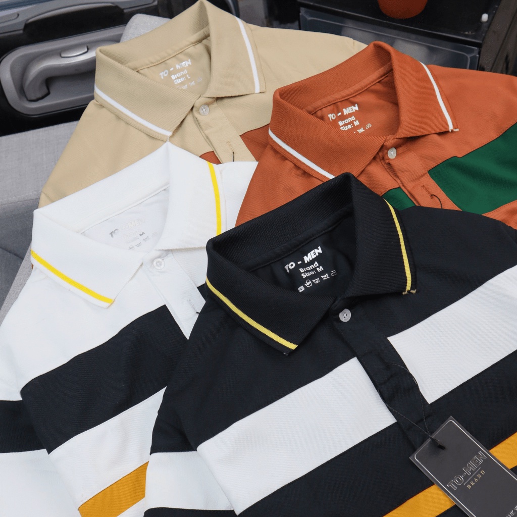 Áo Thun Nam Polo Cổ Trụ Phối Sọc Ngang Chất Cotton Mát Co Giãn Tốt Phong Cách Lịch Lãm Siêu Hot NEW UNISEX