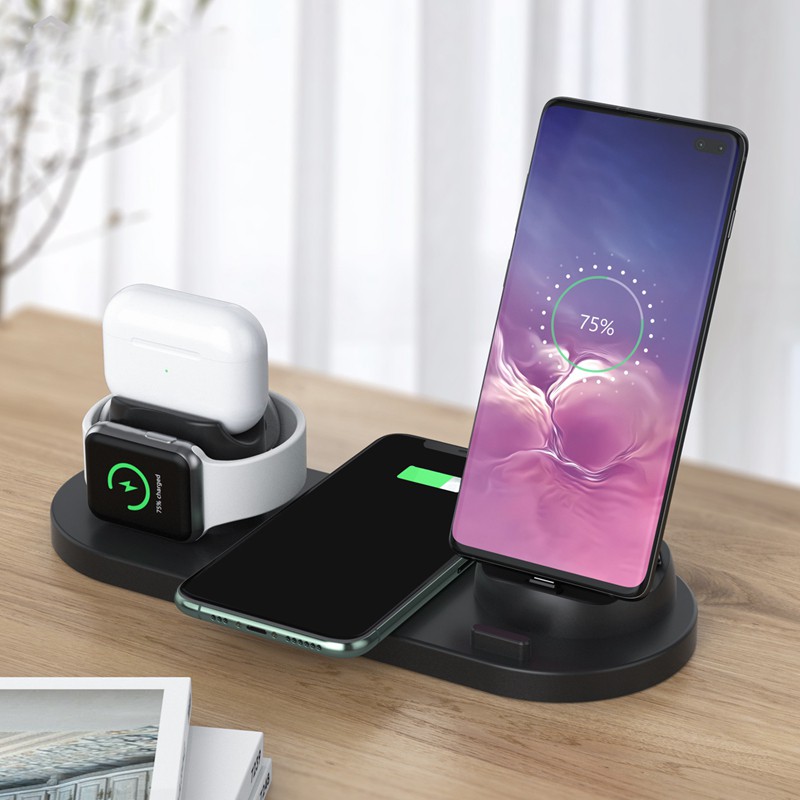 High Quality 6 in 1 Phone Wireless Charger Stand USB Type-C for iPhone Airpods