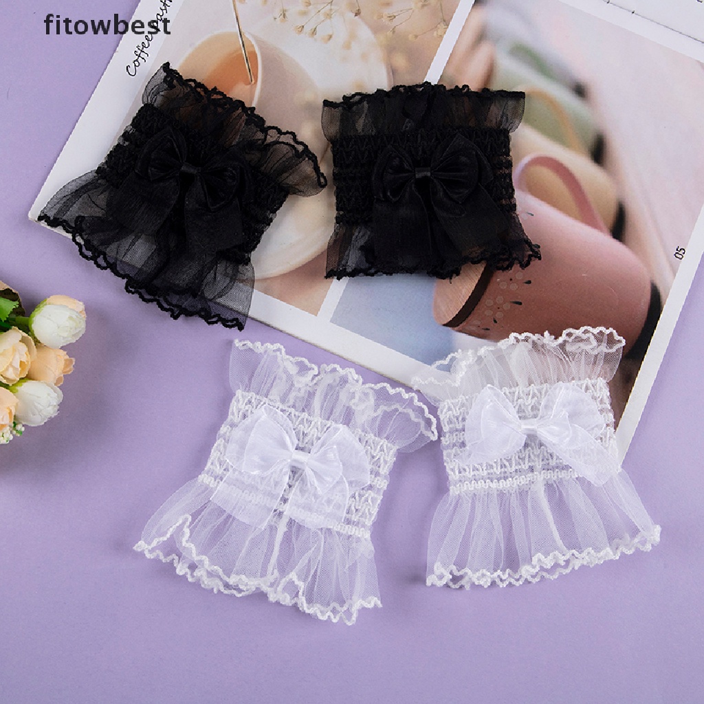 1 Cặp Găng Tay Ống Loe Mỏng Xếp Ly Giả Phối Bèo Cột Nơ Thời Trang Cho Nữ