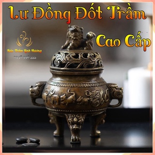 Lư Xông Trầm Hương - Đỉnh Đốt Nhang Bằng Đồng Đúc Nguyên Khối 12 con Giáp Thiết Kế Tinh Xảo Kèm Lót Bông Chống Cháy