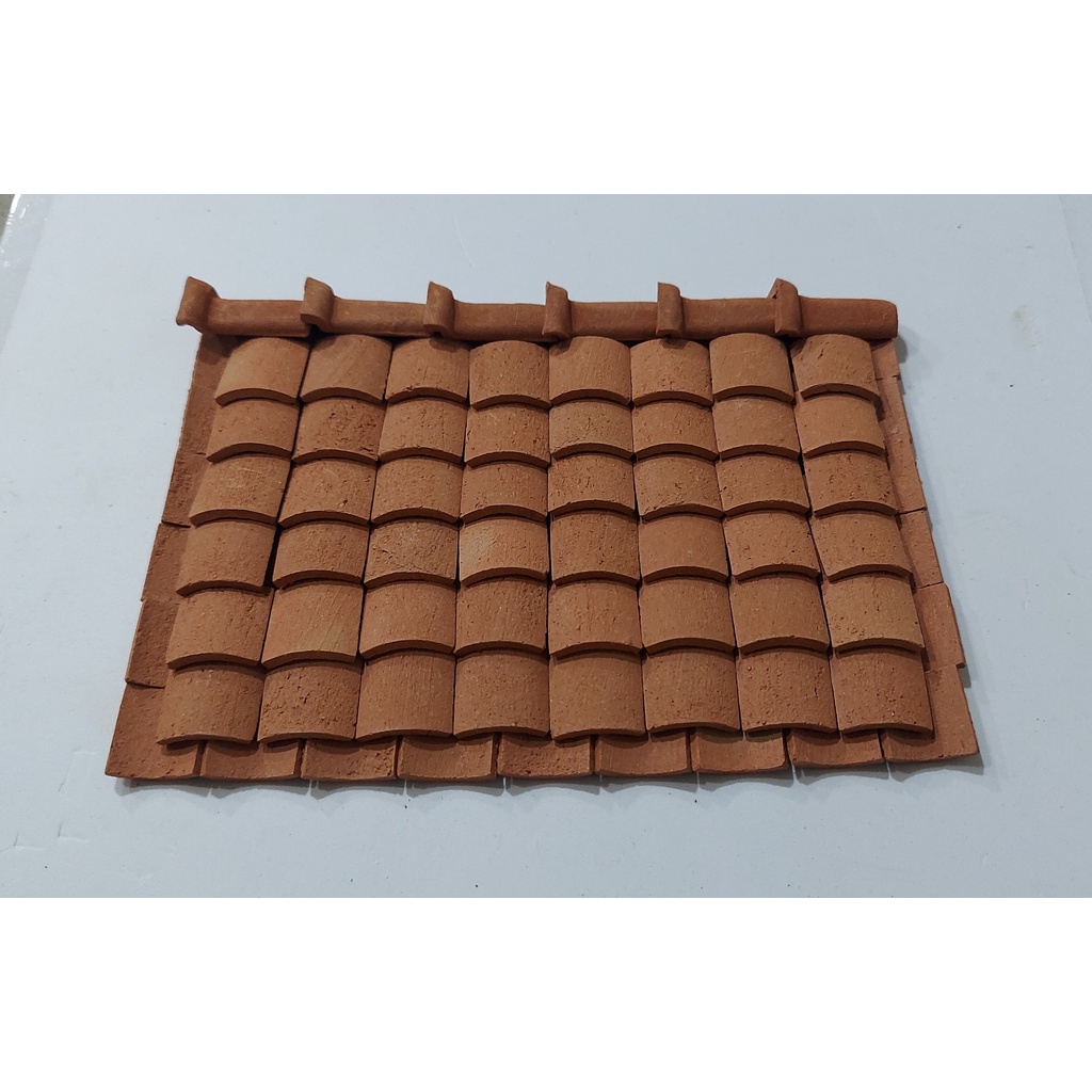 100 viên - NGÓI ÂM DƯƠNG Mini 15x15x2mm, Gạch Ngói Đất Sét Nung Mô Hình, Tiểu Cảnh.