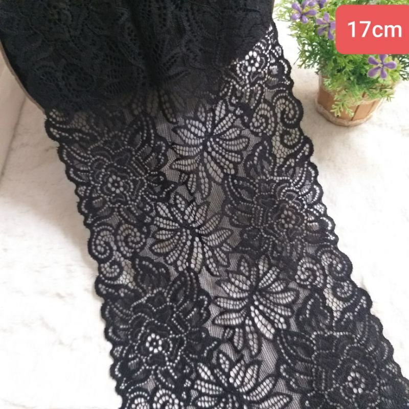 Ren thun màu đen, nhiều mẫu , may nội y , bản 12 cm đến  23 cm