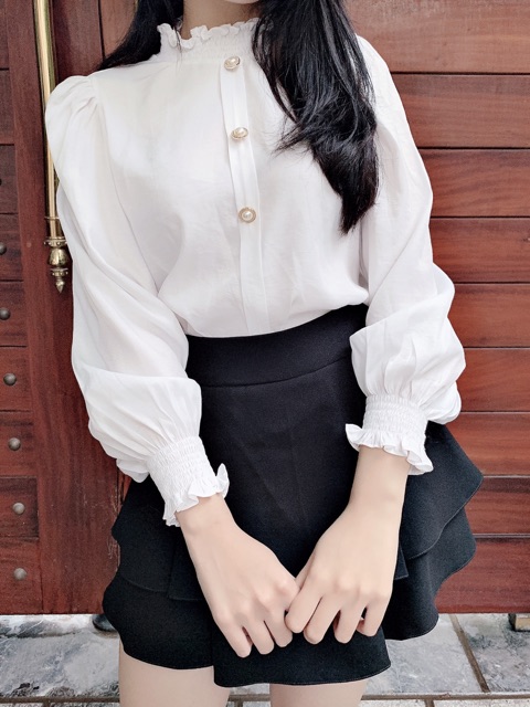 Áo cổ chun cúc ngọc A612 KYMIE