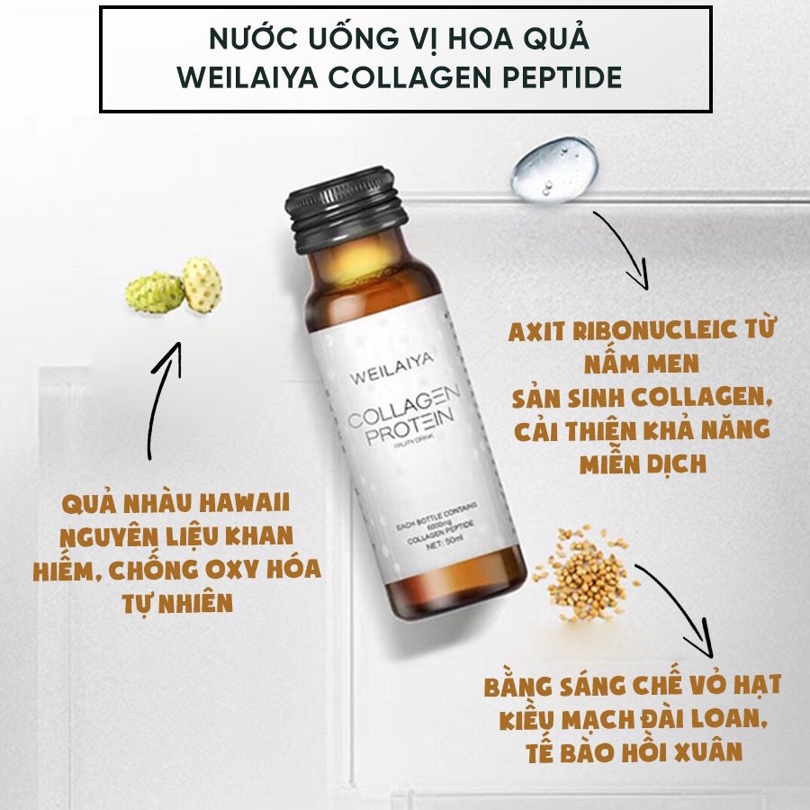 Collagen Nước Kháng Đường Weilaiya [Chính Hãng] Chống Lão Hóa Hộp 8 Chai 50ml