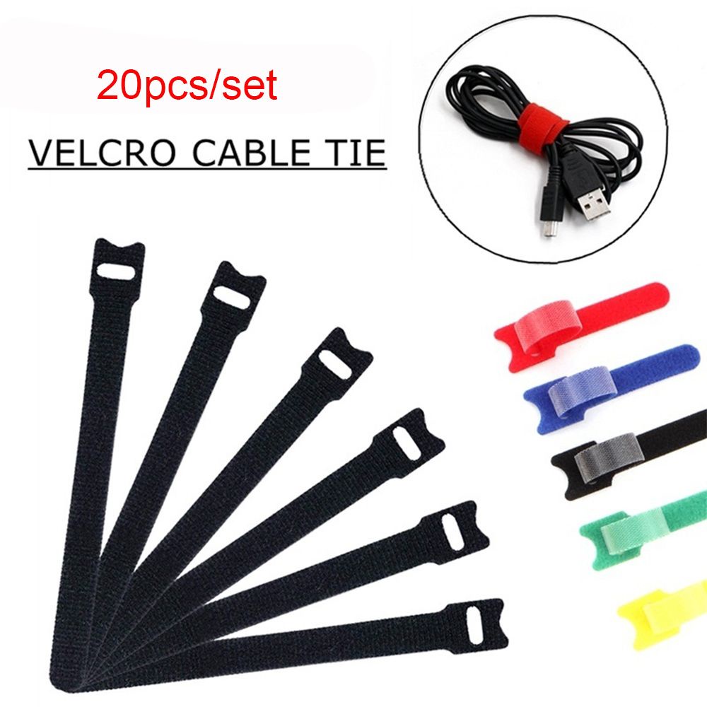 Set 20 Dây Quấn Dây Cáp Tai Nghe Bằng Nylon Có Thể Tái Sử Dụng