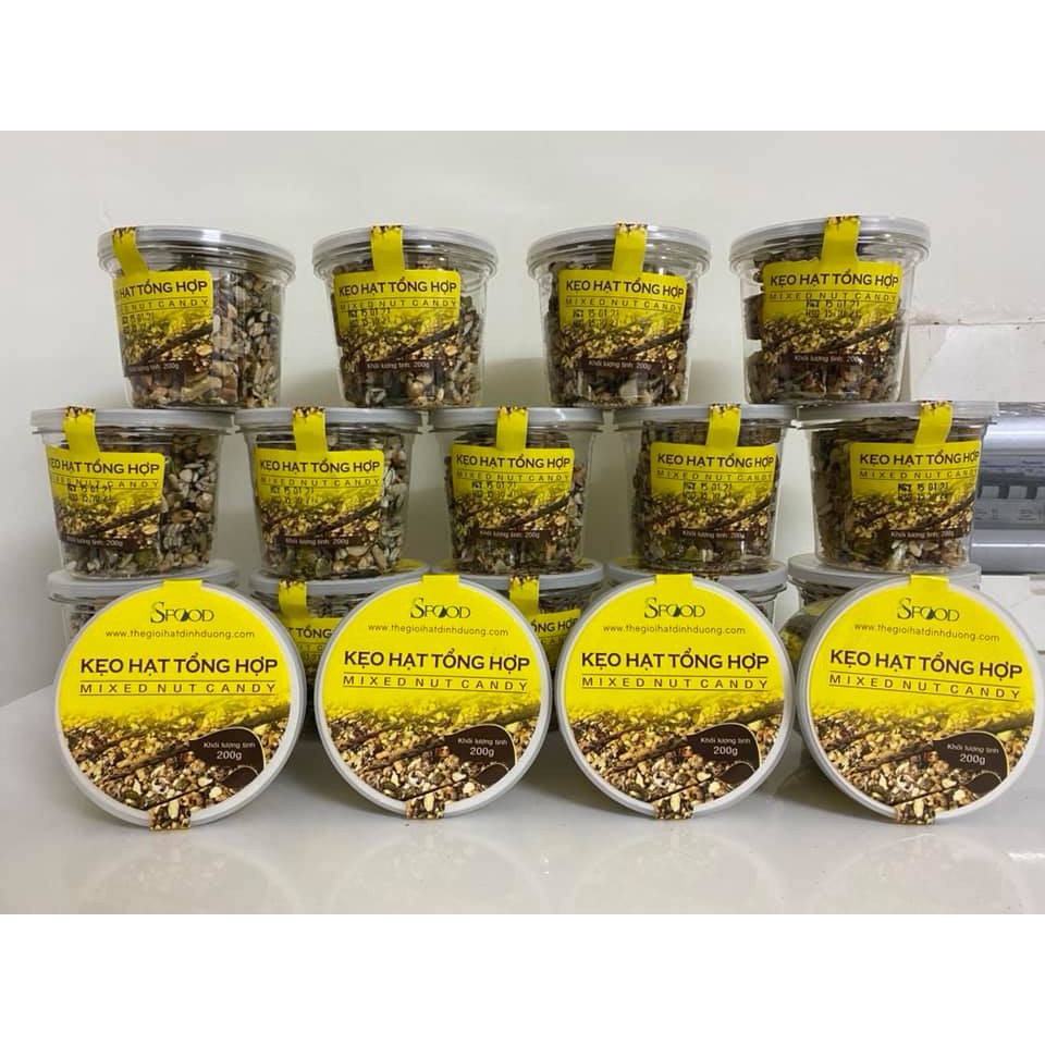 Kẹo Hạt hạnh nhân, óc chó... SFOOD ít mạch nha, hỗ trợ giảm cân - Hộp 200g