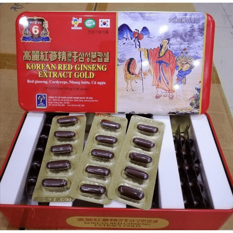 Viên bổ Korean Red Ginseng Extract Gold giúp bồi bổ cơ thể, ăn ngủ ngon, cho người suy nhược cơ thể