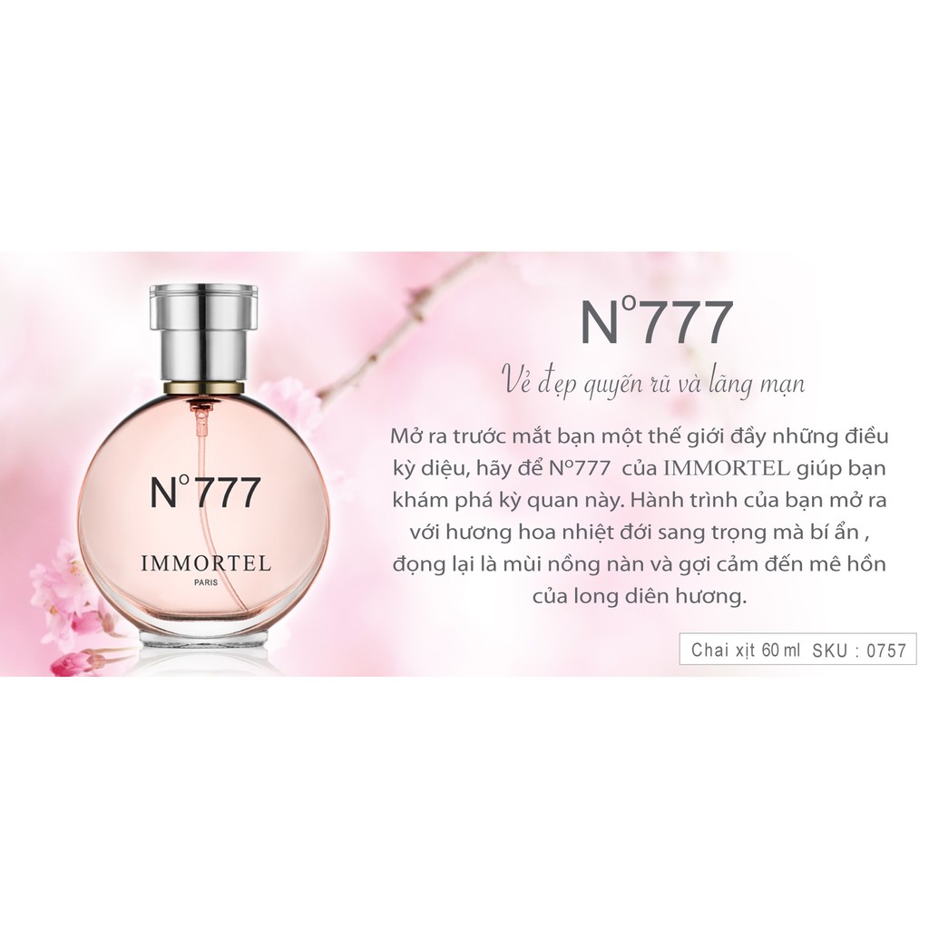 Nước hoa nữ IMMORTEL No 777 60 ml  Eau De Parfum
