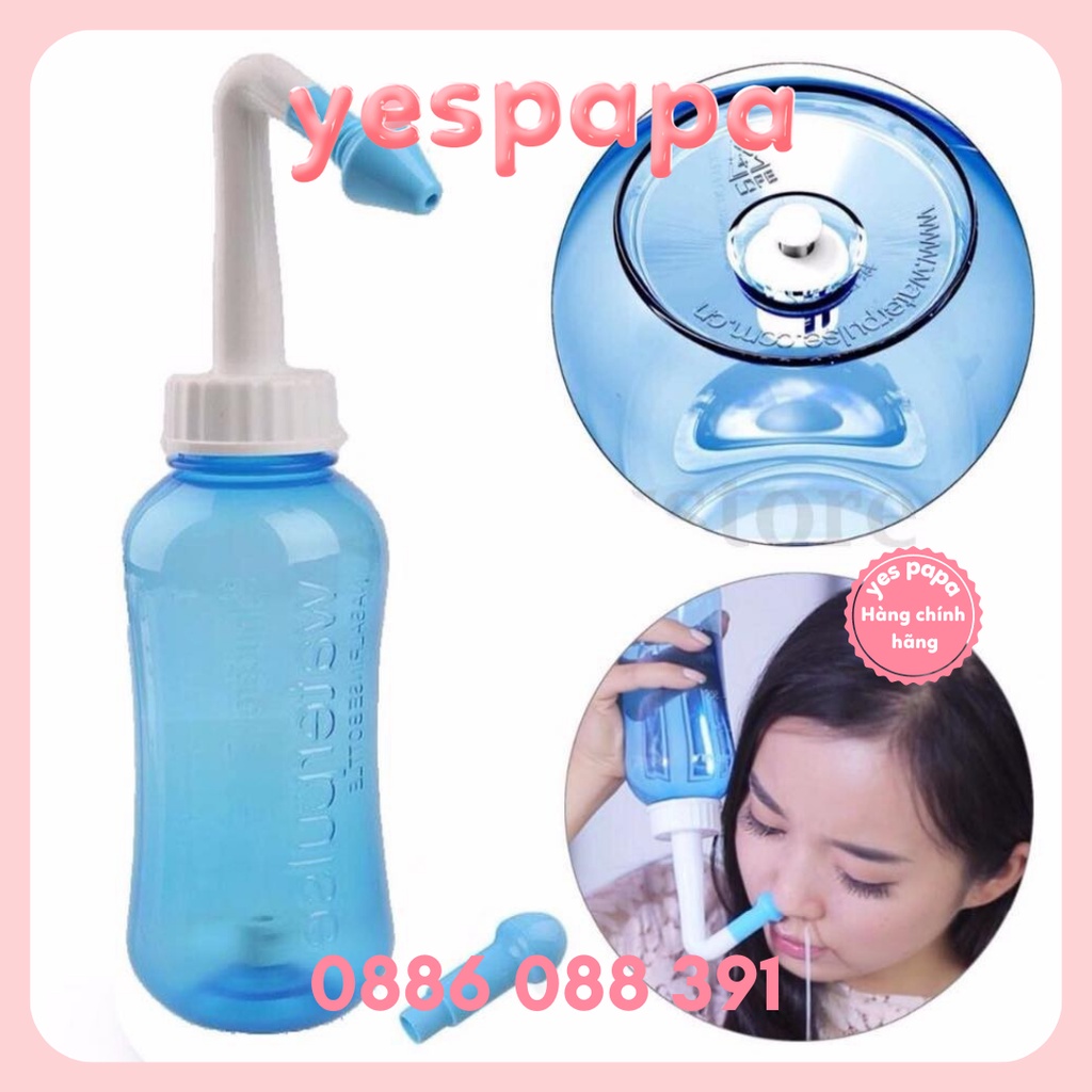 Bình rửa mũi Nasal Cleans 300ml Tặng Kèm 10 gói muối rửa và đầu rửa Mũi