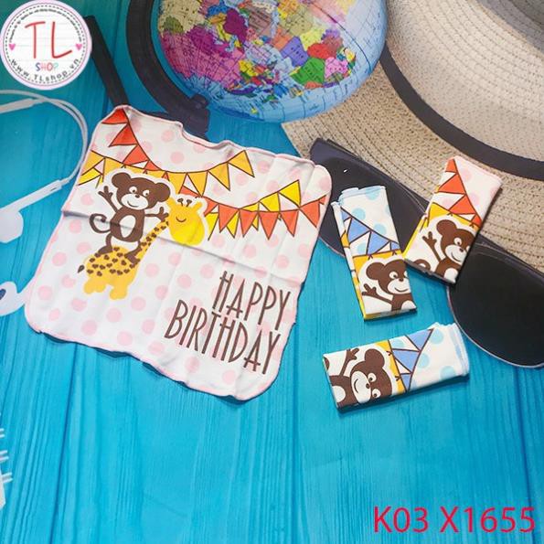 Khăn sữa cho bé - Set khăn sữa Happy Birthday - Đồ dùng cho bé