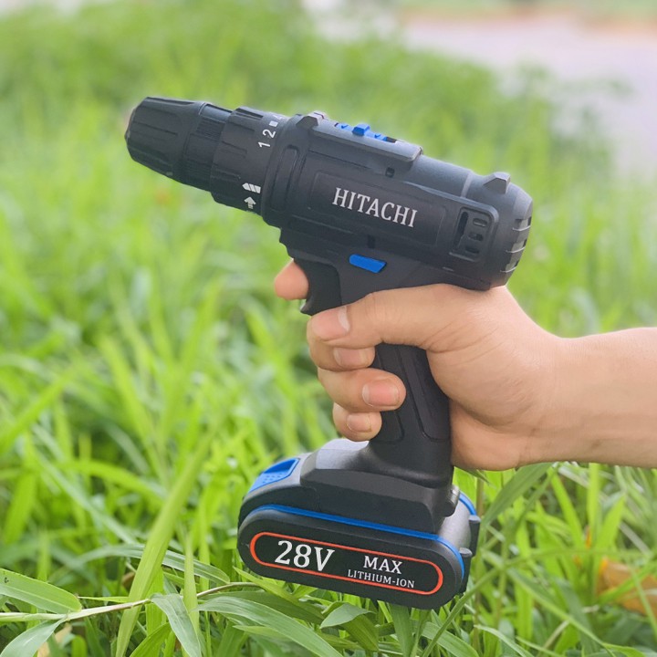 Khoan pin hitachi 28V 2 Pin tặng 2 mũi khoan