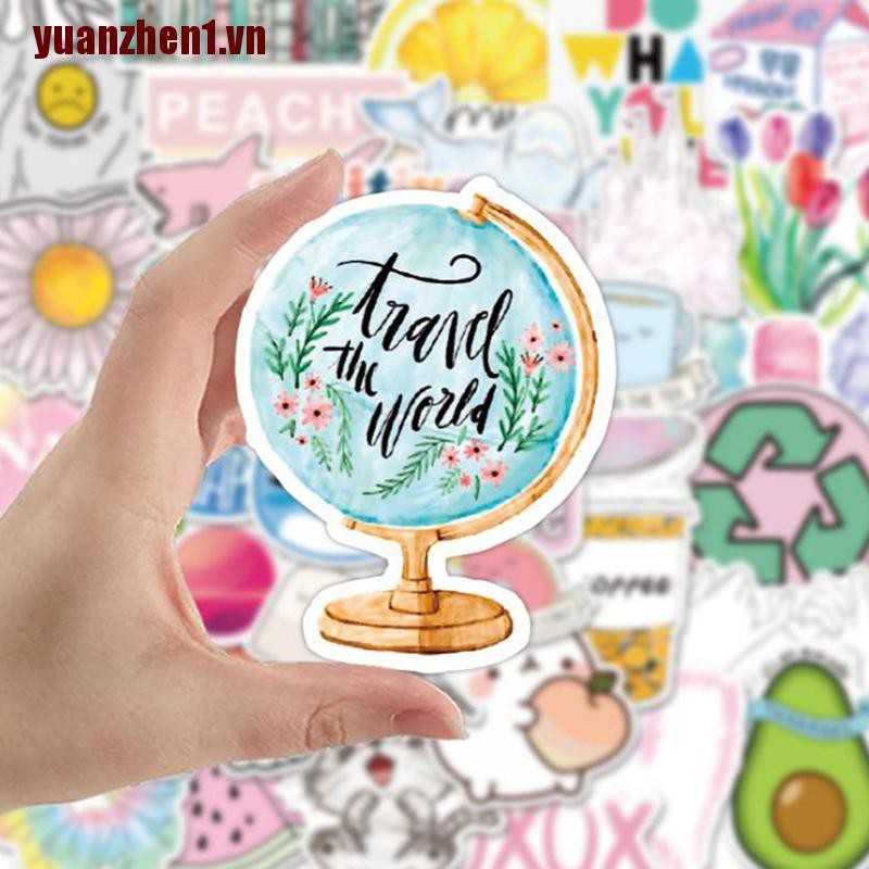 Set 50 Miếng Dán Hoạt Hình YUANZHEN1 Chống Thấm Nước Trang Trí Laptop Ván Trượt / Guitar / Vali