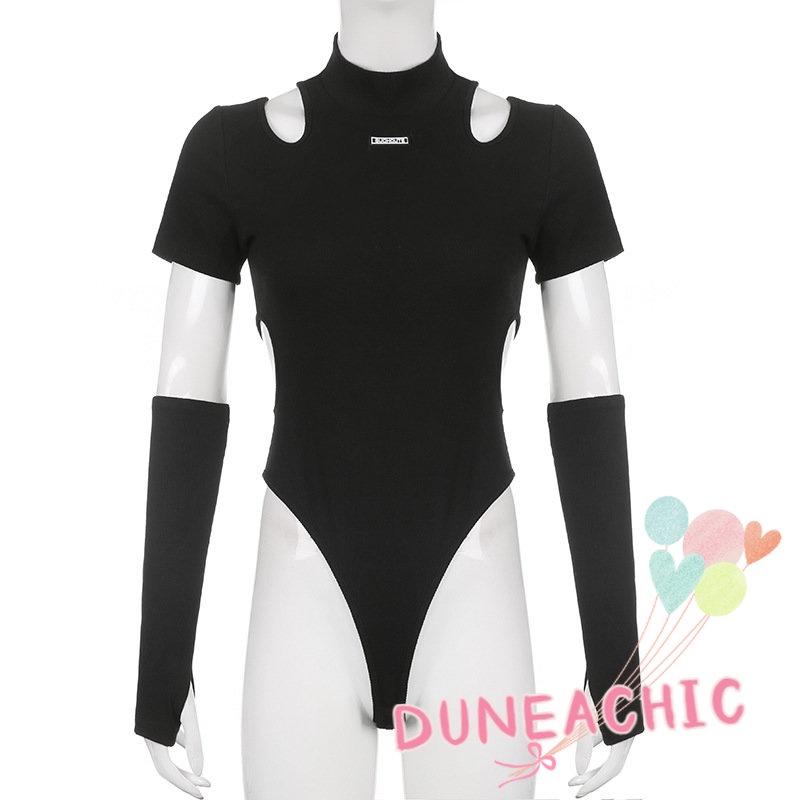 DUNEA Áo liền quần cổ cao khoét lỗ gợi cảm thời trang dành cho nữ