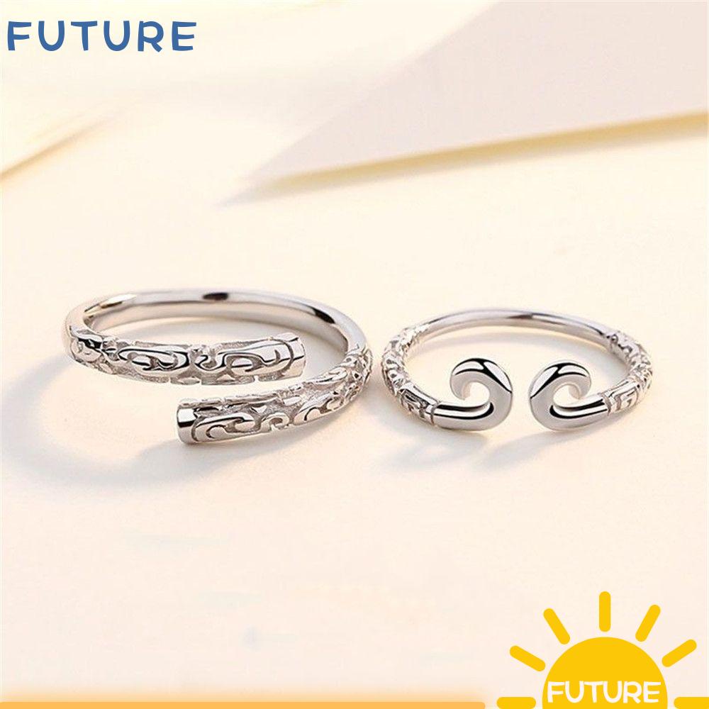 FUTURE Retro Opening Rings Men Sterling|Couple Rings Women Feathers Wedding High-quality Jewelry Gifts