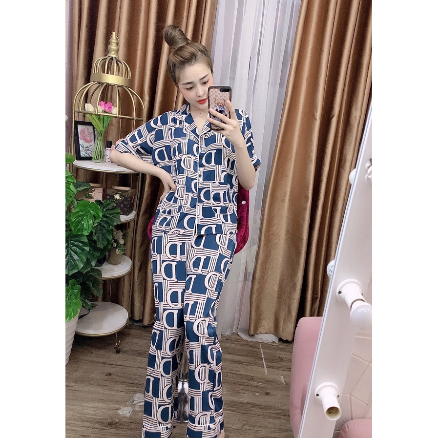 Đồ Ngủ Nữ Bộ Pijama Họa Tiết Đẹp Chất Lụa Hàn