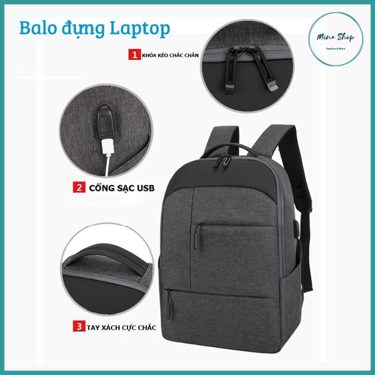 Balo đựng laptop thời trang, đa năng kèm cổng sạc USB, nhiều ngăn tiện lợi