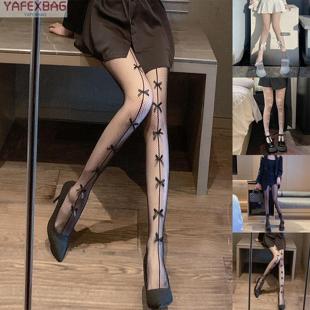 Big Bow Kawaii Nylon Socks Fishnet Dark Sexy Silk Mesh Stockings Lolita Pantyhos 40-60kg