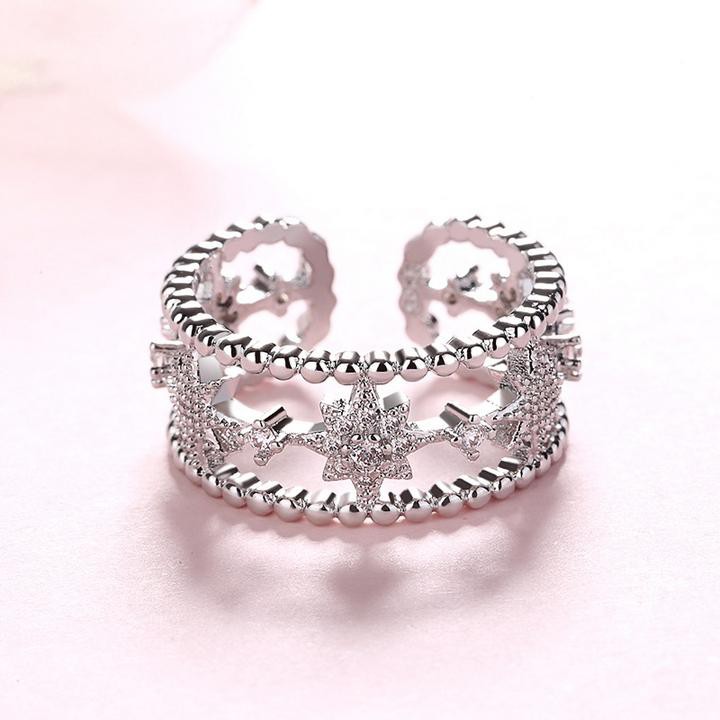 Nhẫn bạc ngôi sao tuyết phong cách Hàn Quốc xinh xắn dễ thương