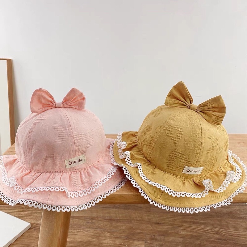 Mũ Vành Bèo đính nơ tiểu thư cho bé gái 1-3 tuổi Siêu Dễ Thương