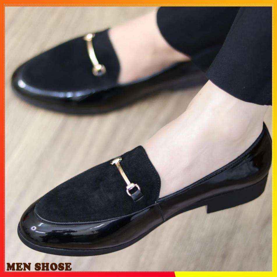 Giày Lười Nam Da Bóng MU Da Lộn  Mã L190