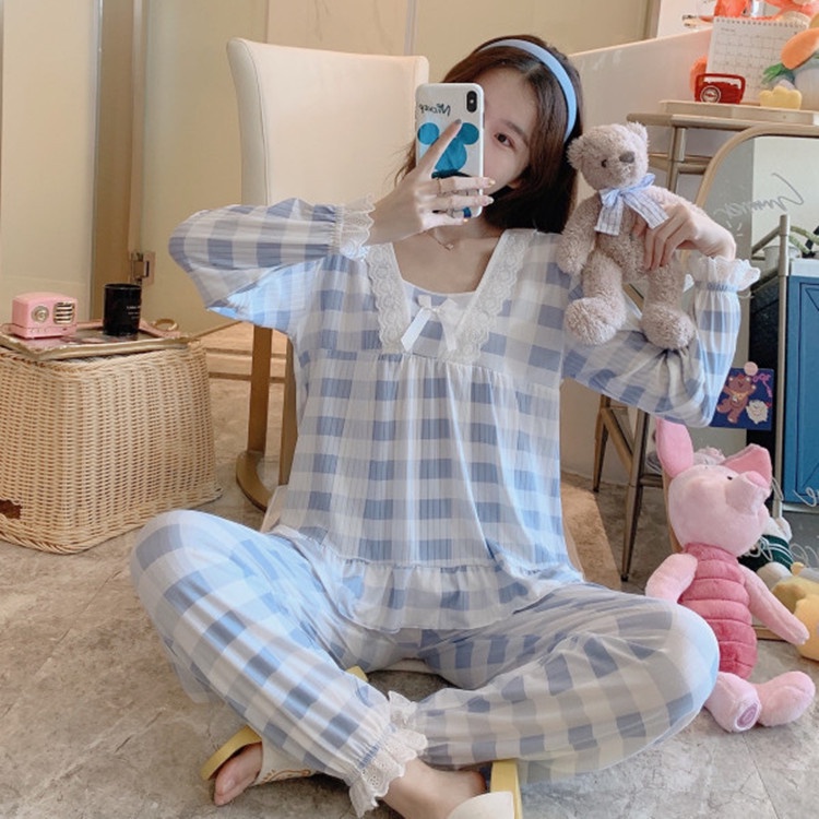 Đồ Bộ Nữ Mặc Nhà Pijama Thun Mềm Phối Nơ Cực Xinh Tay Dài Quần Dài LATOZIA BĐN15 | BigBuy360 - bigbuy360.vn