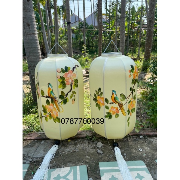 Đèn trụ Hội An vẽ khung sắt 50cm