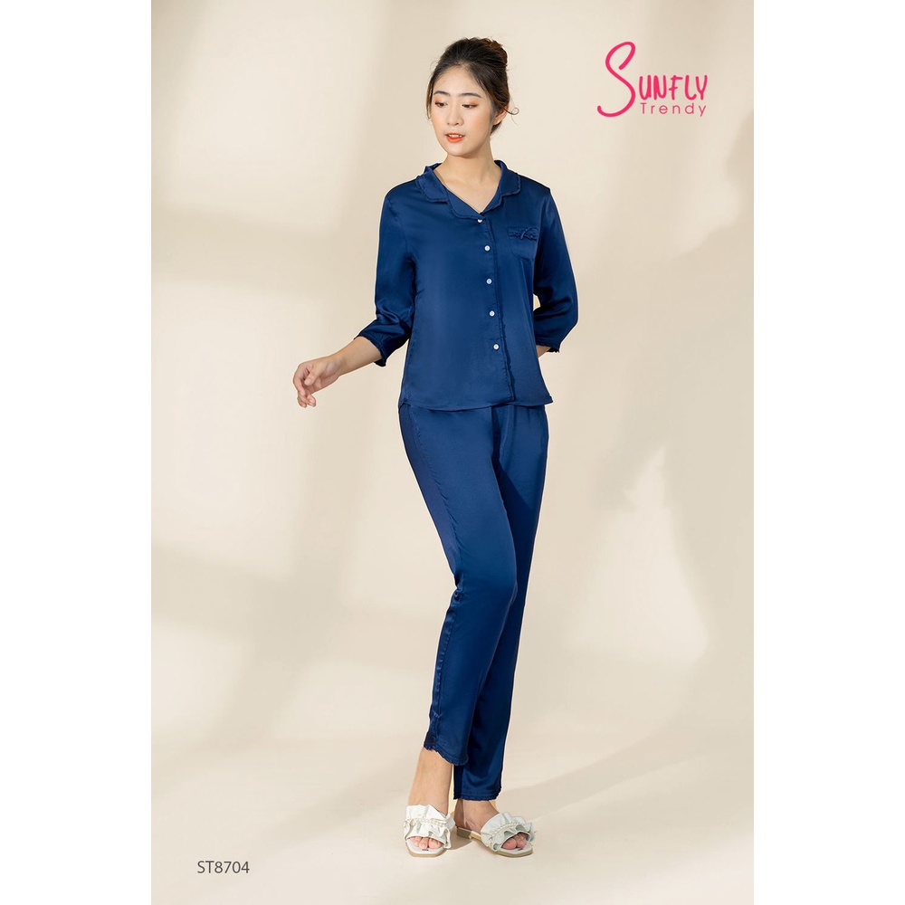 ST8704 BỘ PIJAMAS LỤA ÁO TAY LỠ QUẦN DÀI SUNFLY | BigBuy360 - bigbuy360.vn