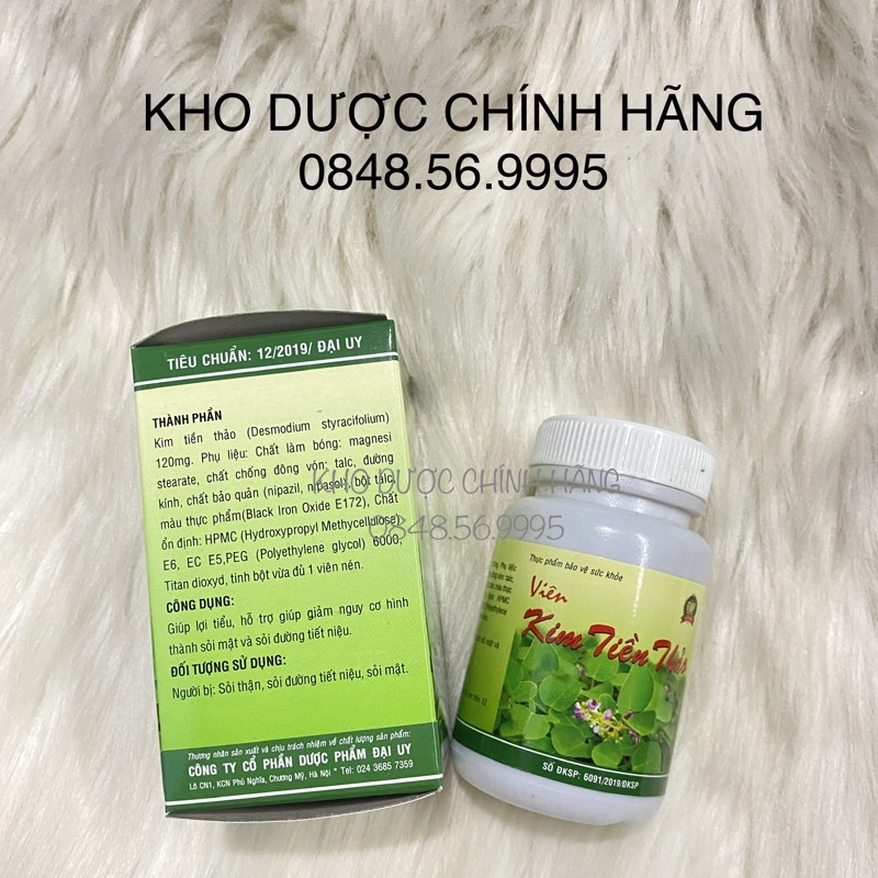 Viên KIM TIỀN THẢO hộp 100 viên - Giúp lợi tiểu, hỗ trợ giảm nguy cơ hình thành sỏi mật và sỏi đường tiết niệu