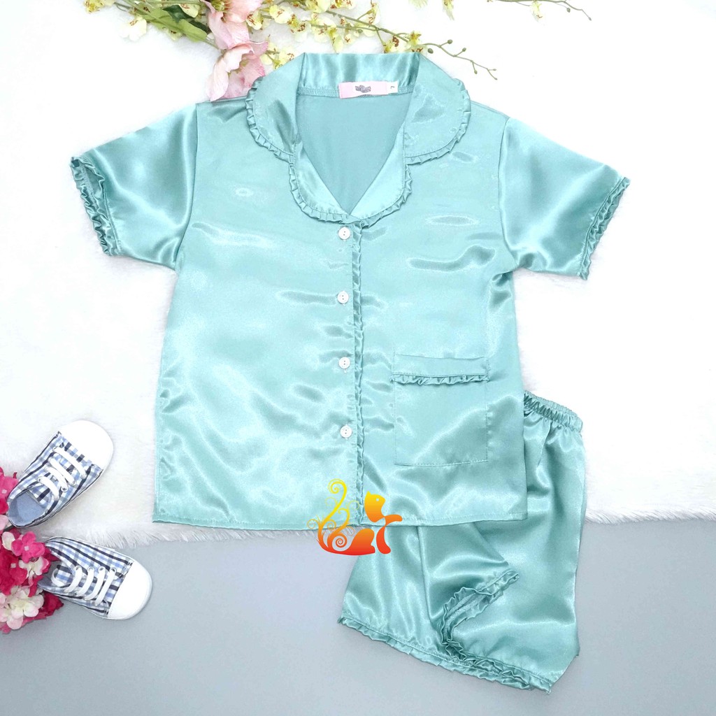 [Mã FAMAYFA2 giảm 10K đơn 50K] Đồ Pijama Phi &quot;Lụa Bèo&quot; Quần Đùi Cho Bé - Từ 12kg - 42kg.