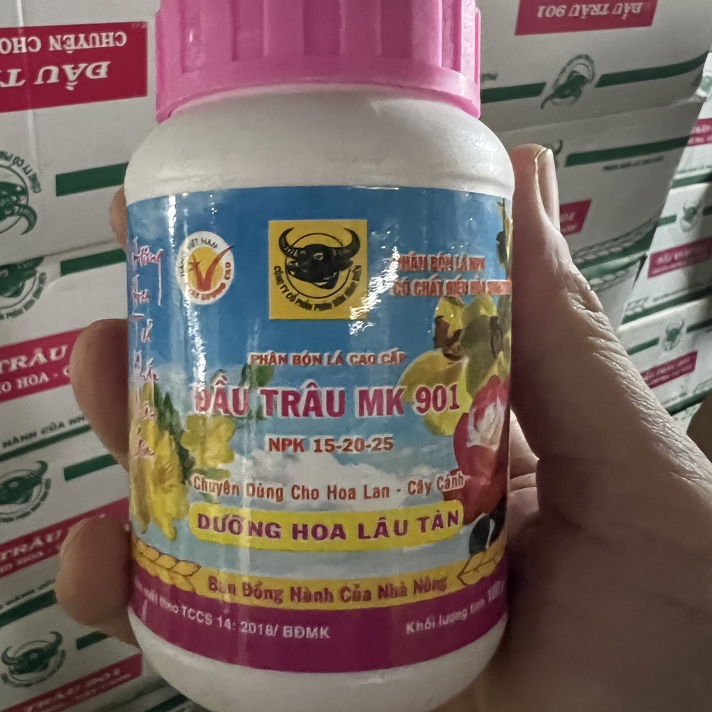 Lọ 100g Phân bón chính hãng đầu trâu MK 901 Dưỡng Hoa Lâu Tàn