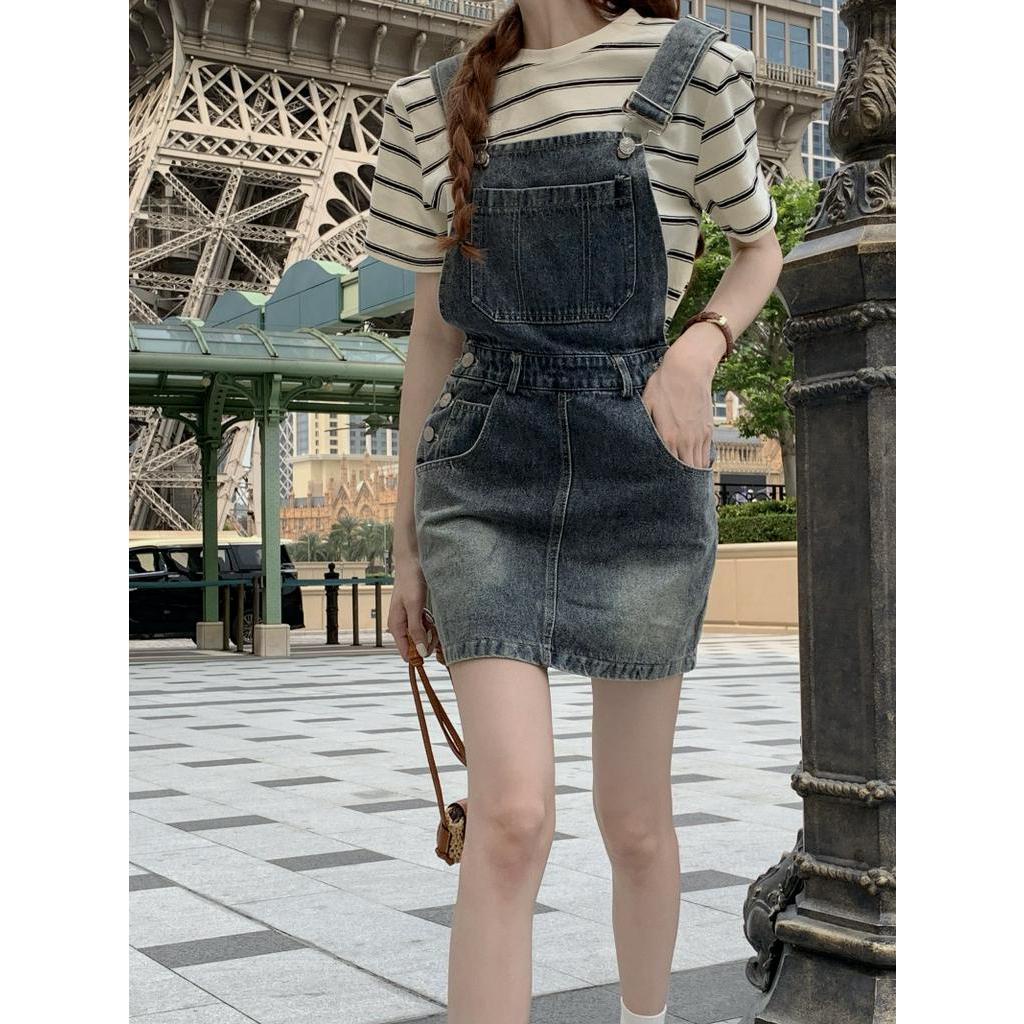 Váy Yếm Denim Thời Trang Mùa Hè Phong Cách Retro Cá Tính 63954