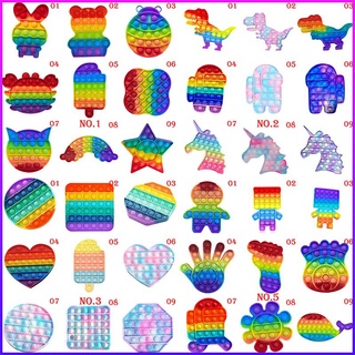 Pop It 2021 Tiktok Push Pop Fidget Toy Rainbow Color Finger Pressure Bubble Sensory Toys đồ chơi Bóp bong bóng thư giãn xả stress Đồ Chơi Giảm Căng Thẳng Cho Người Lớn